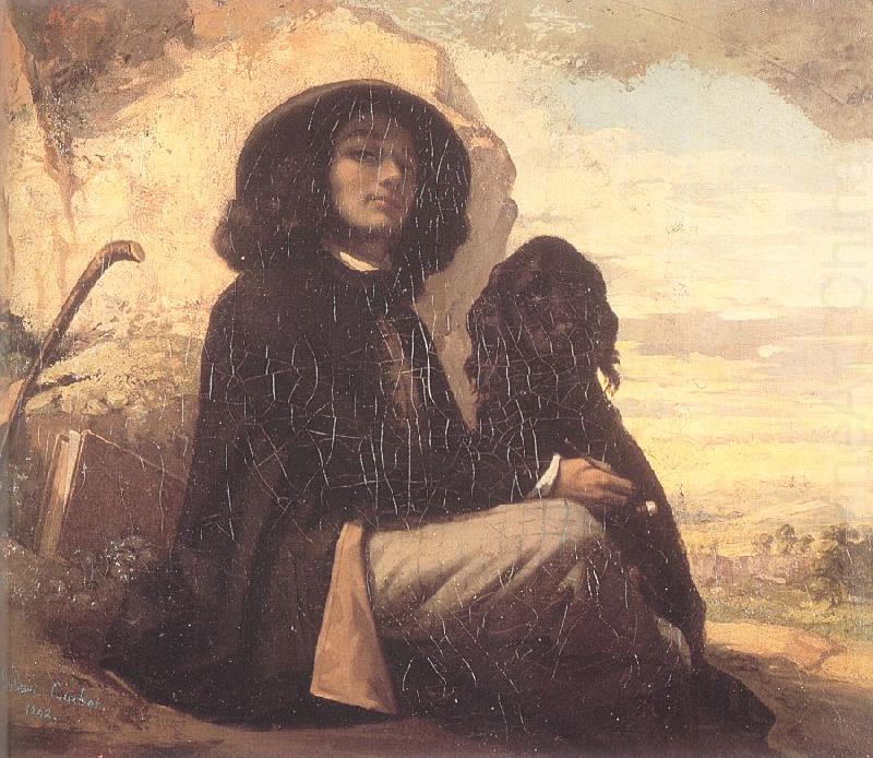 Courbet, Gustave Self-Portrait (Courbet with a Black Dog) china oil painting image